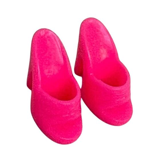 Vintage Barbie Superstar Era PINK OPEN TOE MULES Chunky Heels - Picture 1 of 4